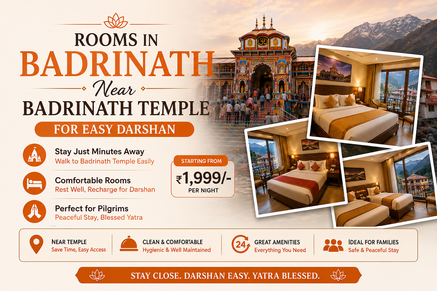 Rooms in Badrinath Near Badrinath Temple for Easy Darshan