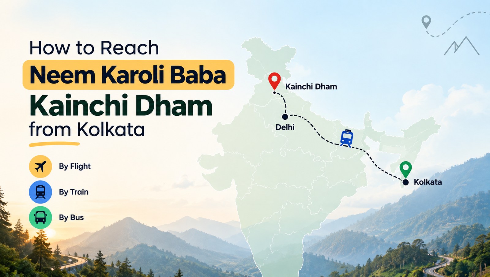 How to Reach Neem Karoli Baba Kainchi Dham from Kolkata