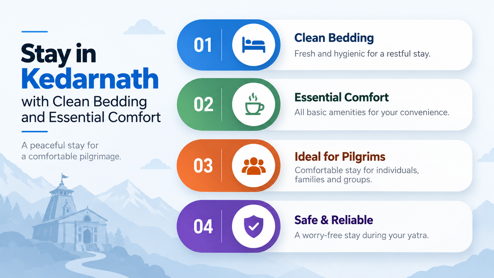 Stay in Kedarnath with Clean Bedding and Essential Comfort